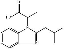 2-(2-イソブチル-1H-ベンズイミダゾール-1-イル)プロパン酸 化学構造式