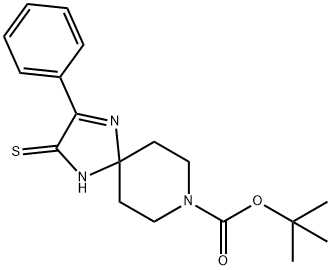 2-フェニル-3-チオキソ-1,4,8-トリアザスピロ-[4.5]デス-1-エン-8-カルボン酸TERT-ブチル 化学構造式
