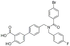 [1,1'-Biphenyl]-3-carboxylic acid, 4'-[[(4-broMobenzoyl)[(4-fluorophenyl)Methyl]aMino]Methyl]-4-hydroxy- Structure
