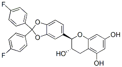(2R)-2α-[2,2-ビス(4-フルオロフェニル)-1,3-ベンゾジオキソール-5-イル]-3,4-ジヒドロ-2H-1-ベンゾピラン-3β,5,7-トリオール 化学構造式
