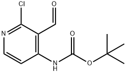 4-(BOC-アミノ)-2-クロロ-3-ピリジンカルブアルデヒド 化学構造式