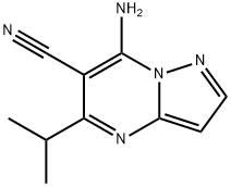 Pyrazolo[1,5-a]pyrimidine-6-carbonitrile, 7-amino-5-(1-methylethyl)- (9CI) Struktur