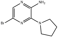 2-アミノ-5-ブロモ-3-ピロリジン-1-イルピラジン 化学構造式