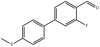 2-フルオロ-4-[4-(メチルスルファニル)フェニル]ベンズアルデヒド 化学構造式