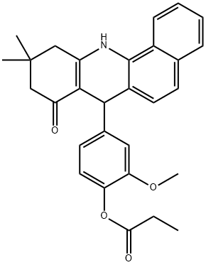 7,10,11,12-Tetrahydro-7-[3-methoxy-4-(1-oxopropoxy)phenyl]-10,10-dimethyl-Benz[c]acridin-8(9H)-one,893772-47-9,结构式