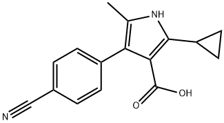 1H-Pyrrole-3-carboxylic  acid,  4-(4-cyanophenyl)-2-cyclopropyl-5-methyl-,894074-70-5,结构式