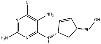 (1S,4R)-REL-4-[(2,5-ジアミノ-6-クロロ-4-ピリミジニル)アミノ]-2-シクロペンテン-1-メタノール 化学構造式