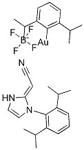 1,3-Bis(2,6-di-i-propylphenyl)imidazol-2-ylidene(acetonitrile)gold(I) tetrafluoroborate, 95% Structure