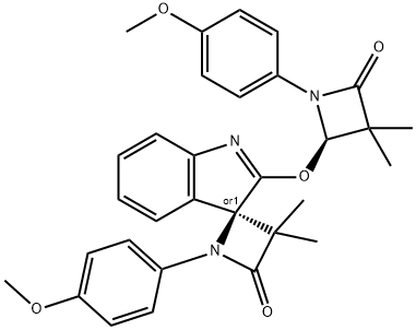 (S)-1-(4-METHOXYPHENYL)-2'-((S)-1-(4-METHOXYPHENYL)-3,3-DIMETHYL-4-OXOAZETIDIN-2-YLOXY)-3,3-DIMETHYLSPIRO[AZETIDINE-2.3'-INDOLINE]-4-ONE Structure