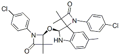 (S)-1-(4-CHLOROPHENYL)-2'-((S)-1-(4-CHLOROPHENYL)-3,3-DIMETHYL-4-OXOAZETIDIN-2-YLOXY)-3,3,5'-TRIMETHYLSPIRO[AZETIDINE-2.3'-INDOLINE]-4-ONE 化学構造式