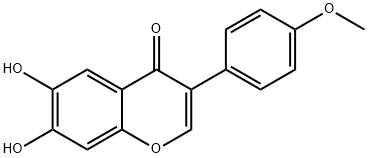 6,7-ジヒドロキシ-3-(4-メトキシフェニル)-4H-1-ベンゾピラン-4-オン 化学構造式