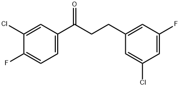 3'-クロロ-3-(3-クロロ-5-フルオロフェニル)-4'-フルオロプロピオフェノン 化学構造式