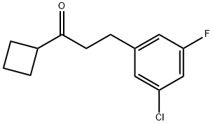 2-(3-クロロ-5-フルオロフェニル)エチルシクロブチルケトン 化学構造式