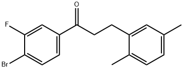 4'-ブロモ-3-(2,5-ジメチルフェニル)-3'-フルオロプロピオフェノン 化学構造式