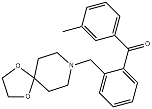 (2-((1,4-二噁烷-8-氮杂螺环并[4.5]癸烷-8-基)甲基)苯基)(间甲苯基)甲酮, 898755-74-3, 结构式