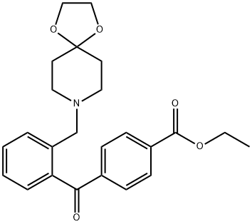 4-(2-((1,4-二噁烷-8-氮杂螺环并[4.5]癸-8-基)甲基)苯甲酰基)苯甲酸乙酯,898755-92-5,结构式