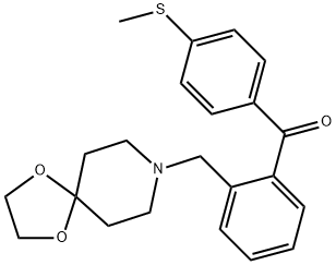 (2-((1,4-二噁烷-8-氮杂螺环并[4.5]癸烷-8-基)甲基)苯基)(4-(甲基硫代)苯基)甲酮 结构式