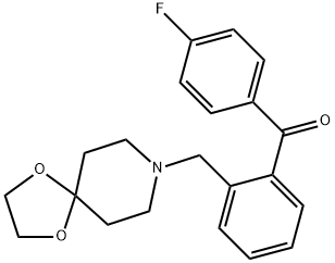 2-[8-(1,4-ジオキサ-8-アザスピロ[4.5]デシル)メチル]-4'-フルオロベンゾフェノン 化学構造式