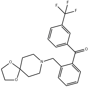 2-[8-(1,4-ジオキサ-8-アザスピロ[4.5]デシル)メチル]-3'-トリフルオロベンゾフェノン 化学構造式
