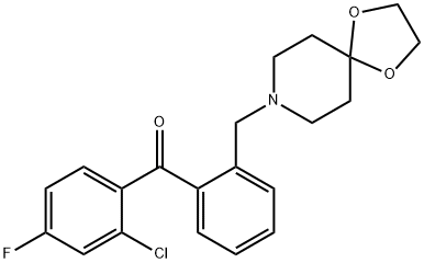 2-クロロ-2'-[8-(1,4-ジオキサ-8-アザスピロ[4.5]デシル)メチル]-4-フルオロベンゾフェノン 化学構造式