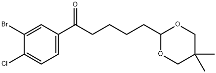 3'-BROMO-4'-CHLORO-5-(5,5-DIMETHYL-1,3-DIOXAN-2-YL)VALEROPHENONE,898757-26-1,结构式