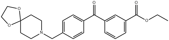 3-(4-((1,4-二噁烷-8-氮杂螺环并[4.5]癸-8-基)甲基)苯甲酰基)苯甲酸乙酯,898757-68-1,结构式