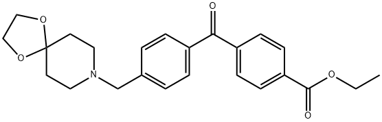 4-(4-((1,4-二噁烷-8-氮杂螺环并[4.5]癸-8-基)甲基)苯甲酰基)苯甲酸乙酯,898757-70-5,结构式