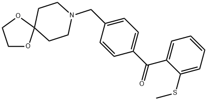 (4-((1,4-二噁烷-8-氮杂螺环并[4.5]癸烷-8-基)甲基)苯基)(2-(甲基硫代)苯基)甲酮,898757-72-7,结构式