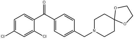 (4-((1,4-二噁烷-8-氮杂螺环并[4.5]癸烷-8-基)甲基)苯基)(2,4-二氯苯基)甲酮, 898758-31-1, 结构式