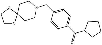 シクロペンチル4-[8-(1,4-ジオキサ-8-アザスピロ[4.5]デシル)メチル]フェニルケトン 化学構造式