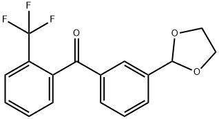 3'-(1,3-ジオキソラン-2-イル)-2-トリフルオロメチルベンゾフェノン 化学構造式