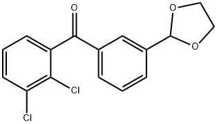 2,3-ジクロロ-3'-(1,3-ジオキソラン-2-イル)ベンゾフェノン 化学構造式
