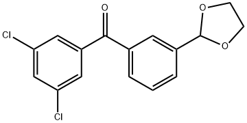 3,5-ジクロロ-3'-(1,3-ジオキソラン-2-イル)ベンゾフェノン 化学構造式
