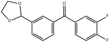 3,4-ジフルオロ-3'-(1,3-ジオキソラン-2-イル)ベンゾフェノン 化学構造式