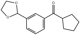 シクロペンチル3-(1,3-ジオキソラン-2-イル)フェニルケトン 化学構造式
