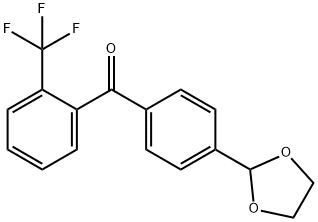 4'-(1,3-ジオキソラン-2-イル)-2-トリフルオロメチルベンゾフェノン 化学構造式