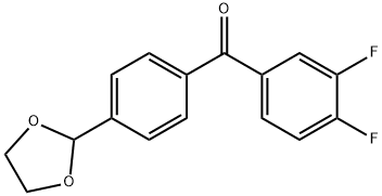 3,4-ジフルオロ-4'-(1,3-ジオキソラン-2-イル)ベンゾフェノン 化学構造式