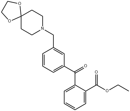 2-CARBOETHOXY-3'-[8-(1,4-DIOXA-8-AZASPIRO[4.5]DECYL)METHYL]BENZOPHENONE 化学構造式