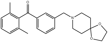 2,6-ジメチル-3'-[8-(1,4-ジオキサ-8-アザスピロ[4.5]デシル)メチル]ベンゾフェノン 化学構造式