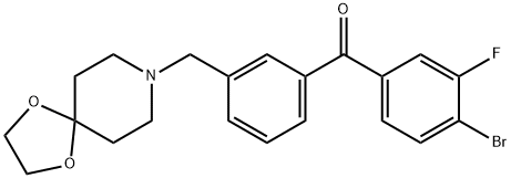4'-BROMO-3-[8-(1,4-DIOXA-8-AZASPIRO[4.5]DECYL)METHYL]-3'-FLUOROBENZOPHENONE 化学構造式