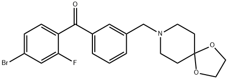 (3-((1,4-二噁烷-8-氮杂螺环并[4.5]癸烷-8-基)甲基)苯基)(4-溴-2-氟苯基)甲酮 结构式
