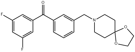 (3-((1,4-二噁烷-8-氮杂螺环并[4.5]癸烷-8-基)甲基)苯基)(3,5-二氟苯基)甲酮,898762-40-8,结构式
