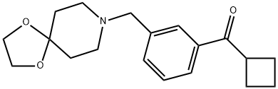 シクロブチル3-[8-(1,4-ジオキサ-8-アザスピロ[4.5]デシル)メチル]フェニルケトン 化学構造式