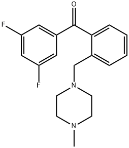 3,5-DIFLUORO-2'-(4-METHYLPIPERAZINOMETHYL) BENZOPHENONE 化学構造式