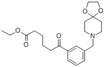 6-[3-[8-(1,4-ジオキサ-8-アザスピロ[4.5]デシル)メチル]フェニル]-6-オキソヘキサン酸エチル 化学構造式