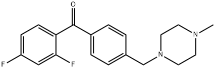 2,4-DIFLUORO-4'-(4-METHYLPIPERAZINOMETHYL) BENZOPHENONE 化学構造式
