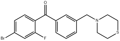 4-BROMO-2-FLUORO-3'-THIOMORPHOLINOMETHYL BENZOPHENONE 化学構造式