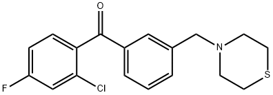 2-CHLORO-4-FLUORO-3'-THIOMORPHOLINOMETHYL BENZOPHENONE 化学構造式