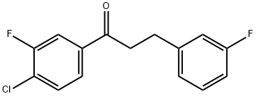 4'-クロロ-3'-フルオロ-3-(3-フルオロフェニル)プロピオフェノン 化学構造式