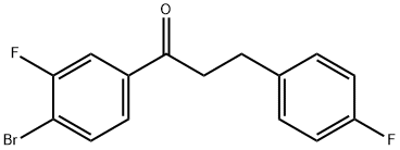 4'-ブロモ-3'-フルオロ-3-(4-フルオロフェニル)プロピオフェノン 化学構造式